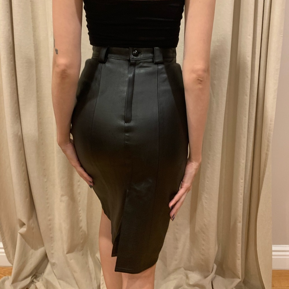 Vintage Leather Midi Skirt